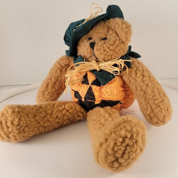 Jo-Ann Stores 1999 Halloween Pumpkin Teddy Bear 12" Plush Witch Hat Collectible - Picture 7 of 15